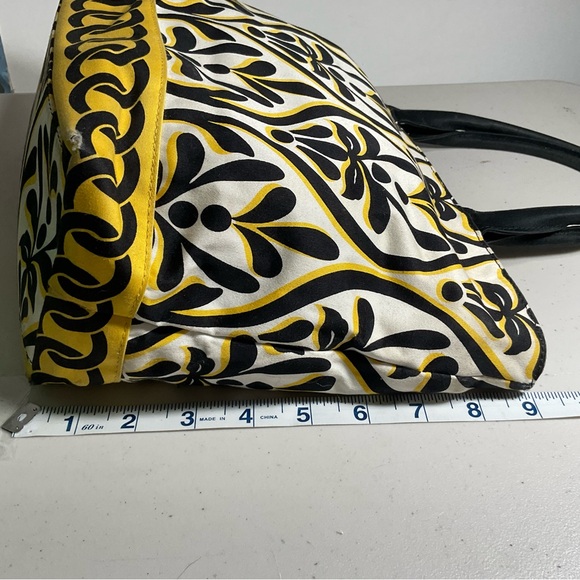 Talbots yellow, white, and black, coated cotton tote purse, like new - Picture 11 of 12